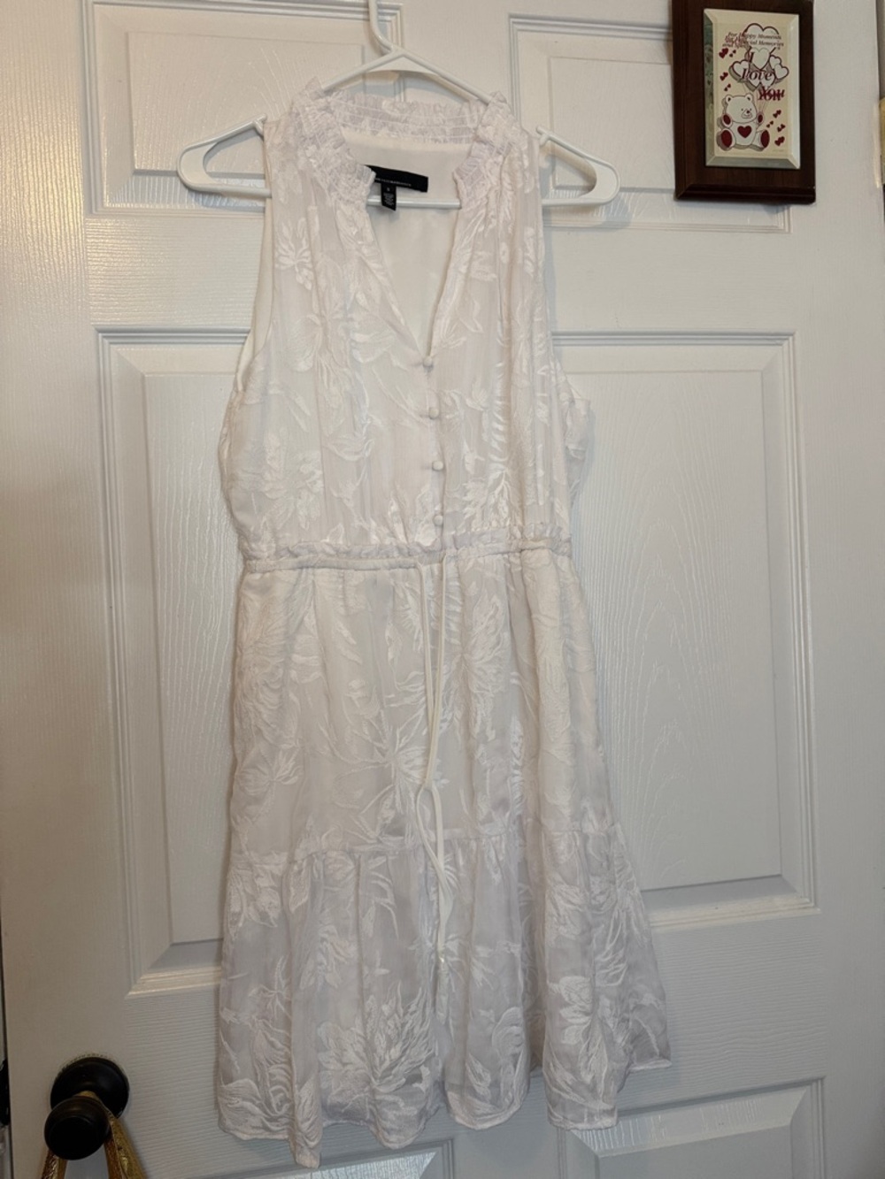 White House Black Market White Sleeveless Embroidered Mini Dress
